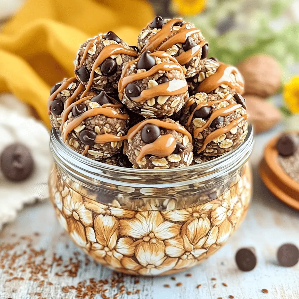 To make these tasty Peanut Butter Chocolate Chip Energy Bites, gather these simple ingredients: - 1 cup rolled oats - 1/2 cup natural peanut butter - 1/3 cup honey or maple syrup - 1/4 cup mini chocolate chips - 1/4 cup ground flaxseed - 1/2 teaspoon vanilla extract - A pinch of salt These ingredients are easy to find at any grocery store. The oats add structure, while the peanut butter gives a rich flavor. Honey or maple syrup adds sweetness. Mini chocolate chips give a fun taste that everyone loves. Ground flaxseed adds extra nutrition, and vanilla extract makes everything smell great. Lastly, a pinch of salt balances the sweetness and brings out the flavors. For the full recipe, follow the steps to make these bites in just 10 minutes. Enjoy making this easy snack! To make Peanut Butter Chocolate Chip Energy Bites, follow these simple steps. - Combine dry ingredients in a bowl: Start by taking a large mixing bowl. Add 1 cup of rolled oats, 1/4 cup of ground flaxseed, and a pinch of salt. Stir these dry ingredients well. - Whisk wet ingredients separately: In another bowl, take 1/2 cup of natural peanut butter. Add 1/3 cup of honey or maple syrup and 1/2 teaspoon of vanilla extract. Whisk this mixture until it becomes smooth and creamy. - Mix dry and wet ingredients together: Pour the wet mixture into the bowl with the dry ingredients. Stir everything together until well combined. The mixture should start to come together nicely. - Shape the mixture into energy bites: Use your hands to shape the mixture into small balls, about 1 inch in size. If the mixture feels too sticky, dampen your hands with a little water to help shape the bites. - Refrigerate to set: Place the energy bites on a parchment-lined baking sheet or a plate. Refrigerate them for at least 30 minutes. This helps them firm up and makes them easier to eat. Enjoy your delicious Peanut Butter Chocolate Chip Energy Bites! You can find the full recipe above for exact measurements and tips. - To shape your energy bites easily, ensure the mixture has proper moisture. - If the mixture feels sticky, use damp hands. This helps you shape the bites without mess. - You can customize the sweetness. Try using honey or maple syrup to fit your taste. - For a fun touch, serve your energy bites in snack jars or on decorative plates. - Pair them with fresh fruit. This adds color and nutrition to your snack platter. I love how these little bites can work for any occasion. You can make them for a busy day or a gathering with friends. They are quick to make and taste great! {{image_2}} You can easily change the recipe to suit your taste. If you want a different nut butter, try almond or cashew. These nut butters give a unique flavor. You can also switch sweeteners. Agave syrup or coconut sugar works well in this recipe. For extra crunch and nutrition, add some dried fruits like raisins or cranberries. You can also mix in seeds, such as chia or sunflower seeds. If you want a protein boost, add a scoop of your favorite protein powder. Each option adds a fun twist to these energy bites. If you love chocolate, try a chocolate peanut butter version. Just mix in some cocoa powder with the other ingredients. This will make your bites extra rich and decadent. Another great option is to add spices. A pinch of cinnamon can bring warmth and depth. You could even add a bit more cocoa powder for a double chocolate flavor. These small changes can make your energy bites even more exciting. For the full recipe, check out the Peanut Butter Chocolate Chip Energy Bites section above. To keep your energy bites fresh, store them in airtight containers. This helps prevent them from drying out and keeps them tasty. You can refrigerate them for short-term storage. If you want to save them longer, freezing works great. Just make sure they are in a suitable container to avoid freezer burn. Energy bites will last up to one week in the refrigerator. This gives you time to enjoy them as a quick snack. If you freeze them, they can stay good for up to three months. Just remember to thaw them in the fridge or at room temperature before enjoying. For the full recipe, check out the details above! You can use almond butter or sunflower seed butter. Almond butter adds a nutty flavor. Sunflower seed butter is great for nut allergies. They last about one week in the fridge. If you freeze them, they can last up to three months. Make sure to keep them in an airtight container. Yes, you can make them vegan! Just use maple syrup instead of honey. Also, ensure all ingredients are vegan-friendly. Absolutely! You can use seed butter instead of nut butter. This way, you can enjoy these bites without nuts. These energy bites are tasty and easy to make. We covered ingredients, preparation, and storage. You learned about substitutions for various diets and storage tips for freshness. These bites provide a quick snack or a healthy treat. Feel free to get creative with flavors and ingredients. With simple steps, you can enjoy these energizing bites any time. Enjoy your cooking!
