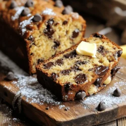 To make a great chocolate chip banana bread, you need simple, fresh ingredients. Here’s what you’ll need: - 3 ripe bananas, mashed - 1/2 cup unsalted butter, melted - 3/4 cup brown sugar - 1 large egg, beaten - 1 teaspoon vanilla extract - 1 teaspoon baking soda - 1/4 teaspoon salt - 1 1/2 cups all-purpose flour - 1/2 cup semi-sweet chocolate chips - 1/4 cup chopped walnuts (optional) Each ingredient plays a key role. The ripe bananas add natural sweetness and moisture. Butter gives that rich flavor, while brown sugar makes it extra tasty. The egg helps bind everything together. You can customize your banana bread with fun add-ins. Here are a few ideas: - 1/4 cup chopped nuts (like pecans or almonds) - 1/2 teaspoon cinnamon for spice - 1/4 cup dried fruit like raisins or cranberries - 1/2 cup peanut butter for a creamier texture These add-ins boost flavor and texture. You can mix and match based on what you like. If you don’t have an ingredient, here are some easy swaps: - Use coconut oil instead of butter for a dairy-free option. - Swap brown sugar for white sugar, but the taste will change a bit. - For gluten-free bread, use a gluten-free flour blend. Make sure to keep the same amounts, so the bread rises well. Each ingredient matters for the final result. For the full recipe, check out the details I shared earlier. To start, you need three ripe bananas. Mash them well in a bowl. The riper the bananas, the sweeter your bread will be. Next, melt half a cup of unsalted butter. Combine the mashed bananas with the melted butter. Stir until they blend nicely. Then, add three quarters of a cup of brown sugar. Mix in one beaten egg and one teaspoon of vanilla extract. Keep stirring until the mixture is smooth. Now, sprinkle one teaspoon of baking soda and a quarter teaspoon of salt into the mix. Stir it well. Gradually add one and a half cups of all-purpose flour. Mix gently. Be careful not to overmix; this keeps your bread tender. Finally, fold in half a cup of semi-sweet chocolate chips. If you want some crunch, toss in a quarter cup of chopped walnuts. Preheat your oven to 350°F (175°C). Grease a 9x5 inch loaf pan to prevent sticking. Pour your batter into the pan and smooth out the top with a spatula. Place the pan in the oven and bake for about 60 to 65 minutes. Check for doneness by inserting a toothpick in the center. If it comes out clean, your bread is ready. Once baked, let the bread cool in the pan for 10 minutes. Then, transfer it to a wire rack to cool completely. For serving, slice the bread while it's still warm. A pat of butter on each slice makes it even better. You can also drizzle honey on top or dust it with powdered sugar for a sweet touch. This chocolate chip banana bread is a treat you can enjoy anytime! Check out the Full Recipe for more details. You want ripe bananas for this bread. Look for bananas that are mostly brown. This means they are sweet and soft. Soft bananas mix well and add moisture. Avoid green bananas; they are too firm for baking. One common mistake is overmixing the batter. Mix just enough to combine ingredients. Overmixing makes the bread tough. Also, make sure your oven is at the right temperature. An oven thermometer helps. Lastly, don’t skip the cooling time. This step helps the flavors develop. Store your banana bread in an airtight container. This keeps it fresh for several days. You can also wrap it in plastic wrap. For longer storage, freeze slices. Just thaw them at room temperature before eating. Enjoy your delicious chocolate chip banana bread! For the full recipe, check out the details above. {{image_2}} You can make this chocolate chip banana bread healthier. For a vegan version, swap the egg for a flax egg. To make a flax egg, mix one tablespoon of ground flaxseed with two and a half tablespoons of water. Let it sit for five minutes to thicken. Use coconut oil instead of butter for moisture. To make it gluten-free, replace all-purpose flour with a gluten-free flour blend. These swaps keep the flavors delicious while catering to different diets. You can take your banana bread to the next level with spices. Add a teaspoon of cinnamon for warmth or a pinch of nutmeg for depth. You can also mix in different nuts. Walnuts add crunch, while pecans offer a sweet taste. Want some extra texture? Toss in some dried fruit like raisins or cranberries. These enhancements make each bite exciting and unique. If you want smaller loaves, try making mini chocolate chip banana breads. Use the same ingredients as the full recipe. Just prepare mini loaf pans and fill them with the batter. Bake them for about 30-35 minutes. Check with a toothpick to see if they are done. These mini versions are perfect for snacks or gifts. They are fun and cute, making them great for sharing! To keep your chocolate chip banana bread fresh, let it cool completely. Wrap it tightly in plastic wrap or foil. You can also place it in an airtight container. Store it at room temperature for up to three days. If you want to keep it longer, consider freezing it. Freezing is a great option for banana bread. Wrap the cooled loaf in plastic wrap, then in foil. This method prevents freezer burn. You can freeze individual slices too. Just wrap them separately for easy access. Your banana bread will stay fresh for about three months in the freezer. When you’re ready to enjoy your banana bread again, reheating is simple. For slices, place them in a toaster or microwave. Heat them for about 15-20 seconds in the microwave. For a whole loaf, preheat the oven to 350°F (175°C). Wrap the loaf in foil and heat for about 10-15 minutes. This brings back the warm, fresh flavor. Enjoy your chocolate chip banana bread warm for the best taste! Yes, you can use frozen bananas. Just thaw them first. Frozen bananas are great for baking. They become soft and easy to mash. This means they mix well into the batter. If you have leftover bananas, freeze them for later. To add more chocolate flavor, increase the chocolate chips. You can try using 1 cup instead of 1/2 cup. You can also add cocoa powder. For a rich taste, use 1/4 cup of unsweetened cocoa powder. Mix it in with the flour. This adds depth without overpowering the banana flavor. The best way to check if banana bread is done is with a toothpick. Insert a toothpick into the center of the loaf. If it comes out clean, your bread is ready. If it has wet batter on it, bake for a few more minutes. You can also look for a golden brown crust. The sides should pull away from the pan slightly. For the full recipe, check the earlier section. Enjoy your baking! This blog post covered all you need to make chocolate chip banana bread. You learned about the key ingredients, optional add-ins, and helpful measurements. I walked you through step-by-step instructions for preparing, baking, and cooling the bread. Tips on choosing ripe bananas and avoiding common mistakes will ensure your success. We also explored variations and storage tips to keep your bread fresh. With this guide, you can enjoy baking tasty and creative banana bread anytime. Happy baking!