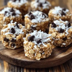 - Almonds - Rolled oats - Almond butter - Honey or maple syrup - Unsweetened shredded coconut - Dark chocolate chips - Vanilla extract - Sea salt These ingredients make up the perfect mix for Almond Joy Energy Bites. Each item plays a key role in the taste and texture of the bites. Almonds bring a nice crunch and healthy fats. Rolled oats give a chewy base, while almond butter adds creaminess. Honey or maple syrup provides sweetness that balances all the flavors. Unsweetened shredded coconut gives a tropical flair. Dark chocolate chips add a rich and sweet touch. Vanilla extract enhances the overall taste, while sea salt boosts all the flavors. Each serving of these energy bites has about 150 calories. They contain 8 grams of fats, 15 grams of carbs, and 4 grams of protein. The health benefits of these main ingredients are impressive. Almonds are a great source of vitamin E and magnesium. Rolled oats provide fiber and can help with digestion. Almond butter is rich in protein and healthy fats. Honey and maple syrup offer natural sweetness with some antioxidants. Unsweetened shredded coconut adds fiber and healthy fats too. Dark chocolate chips can improve heart health when used in moderation. By enjoying Almond Joy Energy Bites, you not only eat something tasty, but you also fuel your body with good nutrients. For the full recipe, check out the details above! First, we need to prepare our mix. Start by gathering your dry ingredients. In a medium mixing bowl, combine: - 1 cup rolled oats - 1/2 cup almond butter - 1/4 cup honey or maple syrup Stir these together until they blend well. This mix creates a solid base. Next, it's time for the fun part. We add in our wet ingredients. Toss in: - 1/2 cup unsweetened shredded coconut - 1/4 cup dark chocolate chips - 1/2 teaspoon vanilla extract - 1/2 cup chopped almonds - Pinch of sea salt Stir again until everything is mixed evenly. The dark chocolate chips and coconut give these bites a rich flavor. Now, we need to chill our mixture. Refrigerate it for about 30 minutes. This step makes the mix easier to handle. After chilling, it's time to form the bites. Take out the mixture and use your hands to roll it into balls. Each ball should be about 1 inch in size. Place the energy bites on a baking sheet lined with parchment paper. This keeps them from sticking. To store your energy bites, place them in an airtight container. Keep them in the fridge for up to a week. If you want to save some for later, freeze them. They will stay fresh in the freezer for a longer time. Enjoy these bites anytime for a quick and healthy snack! You can change the nuts or sweeteners in the Almond Joy Energy Bites. For nuts, try walnuts or pecans instead of almonds. If you want a nut-free option, use sunflower seed butter. For sweeteners, use agave syrup or date syrup instead of honey. This keeps the bites tasty and fun for everyone. To get the perfect consistency, mix the oats and nut butter well. If the mixture feels too dry, add a splash of almond milk. If it’s too wet, add more oats. This helps shape the bites easily. For a great look, arrange your energy bites on a colorful platter. You can sprinkle extra shredded coconut on top for a nice touch. Use small cupcake liners for each bite to make them pop. Pair these bites with fresh fruit or a glass of almond milk. They work well as a post-workout snack. You can also serve them with yogurt for a balanced treat. Explore these ideas to make your snack time even better. {{image_2}} You can easily switch up the taste of your Almond Joy Energy Bites. One fun way is to add protein powder. This gives you a boost and makes them even more filling. Try adding two tablespoons of your favorite protein powder to the mix. You can use chocolate or vanilla for a tasty twist. Another option is to use different nut butters. Almond butter is great, but peanut butter or cashew butter can change the flavor. Each nut butter brings its unique taste. Experiment with what you like best! To change the texture, you can add more ingredients. Dried fruit, like cranberries or apricots, adds chewiness and sweetness. Just chop them up small and mix them in. You can add about a quarter cup to give your bites a fruity kick. You can also explore different chocolate options. Instead of dark chocolate chips, you might try milk chocolate or even white chocolate. Each type of chocolate gives a new flavor and feel. Just make sure you stick with quality chocolate for the best taste. For the full recipe, check out the instructions above! To keep your Almond Joy Energy Bites fresh, store them in an airtight container. This method keeps them moist and tasty. I suggest placing them in the fridge right after you make them. They will stay good for about a week. If you notice any moisture inside the container, it could spoil the bites. Always check for signs of spoilage before eating. Freezing your energy bites is an easy way to enjoy them later. To freeze, place the bites on a baking sheet lined with parchment paper. Make sure they don’t touch each other. Freeze them for about two hours. Once frozen, transfer the bites to a zip-top bag or airtight container. This will save space in your freezer. They can last up to three months when frozen. When you want to eat them, take out as many as you need. Let them thaw in the fridge for a few hours. Enjoy the same great taste, even after freezing! How to make Almond Joy Energy Bites vegan? To make these energy bites vegan, swap honey for maple syrup. Use a plant-based chocolate. Almond butter is already vegan, so you’re good there! Can I use a different sweetener? Yes, you can use agave syrup or coconut sugar. Adjust the amount to taste. Each sweetener adds a unique flavor. What are the best ways to customize this recipe? You can add dried fruit, like cranberries or cherries. You can also switch almond butter for peanut butter. Try different nut toppings for fun! How long do Almond Joy Energy Bites last? These bites last about a week in the fridge. You can freeze them for up to three months. Just remember to store them in an airtight container. Can I make these energy bites nut-free? Yes, use sun butter or soy nut butter instead. Make sure to check for allergies if sharing. What is the best way to serve them? Serve on a lovely platter or in a jar. You can sprinkle with extra coconut for style. They make a great snack or dessert treat! You learned how to make tasty Almond Joy Energy Bites. We covered the key ingredients like almonds and dark chocolate. I shared easy steps for preparation, chilling, and rolling. I also offered tips for storage and fun variations to try. These energy bites are not just tasty; they pack a health punch too. Customize them to fit your taste and dietary needs. Now, grab your ingredients and start making these easy treats! Enjoy every bite!